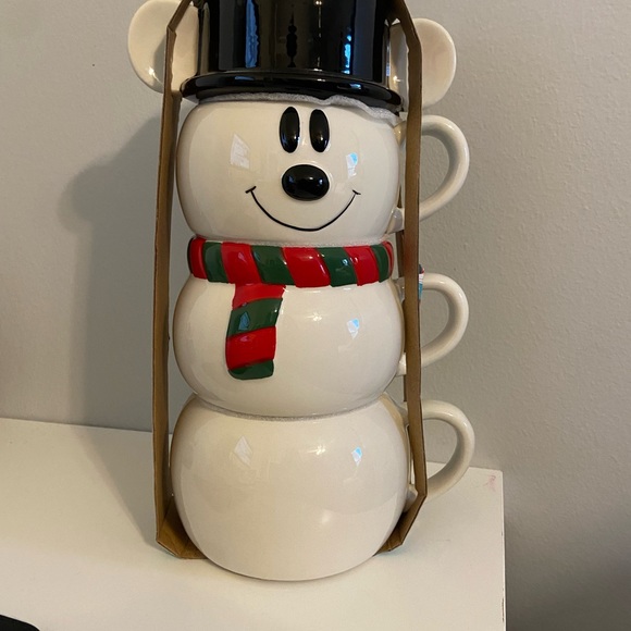 Disney Other - disney mickey mouse snowman stackable mugs